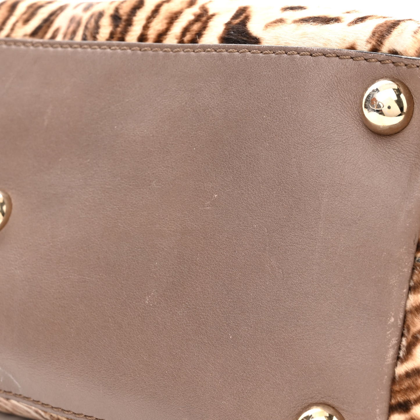 Calf Hair Cavallino Animal Rockstud Dome Satchel Leopard
