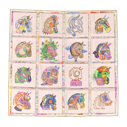 Hermes Silk Chevaloscope Scarf 90 Rose Nacre Vert Multicolor 1 of 4
