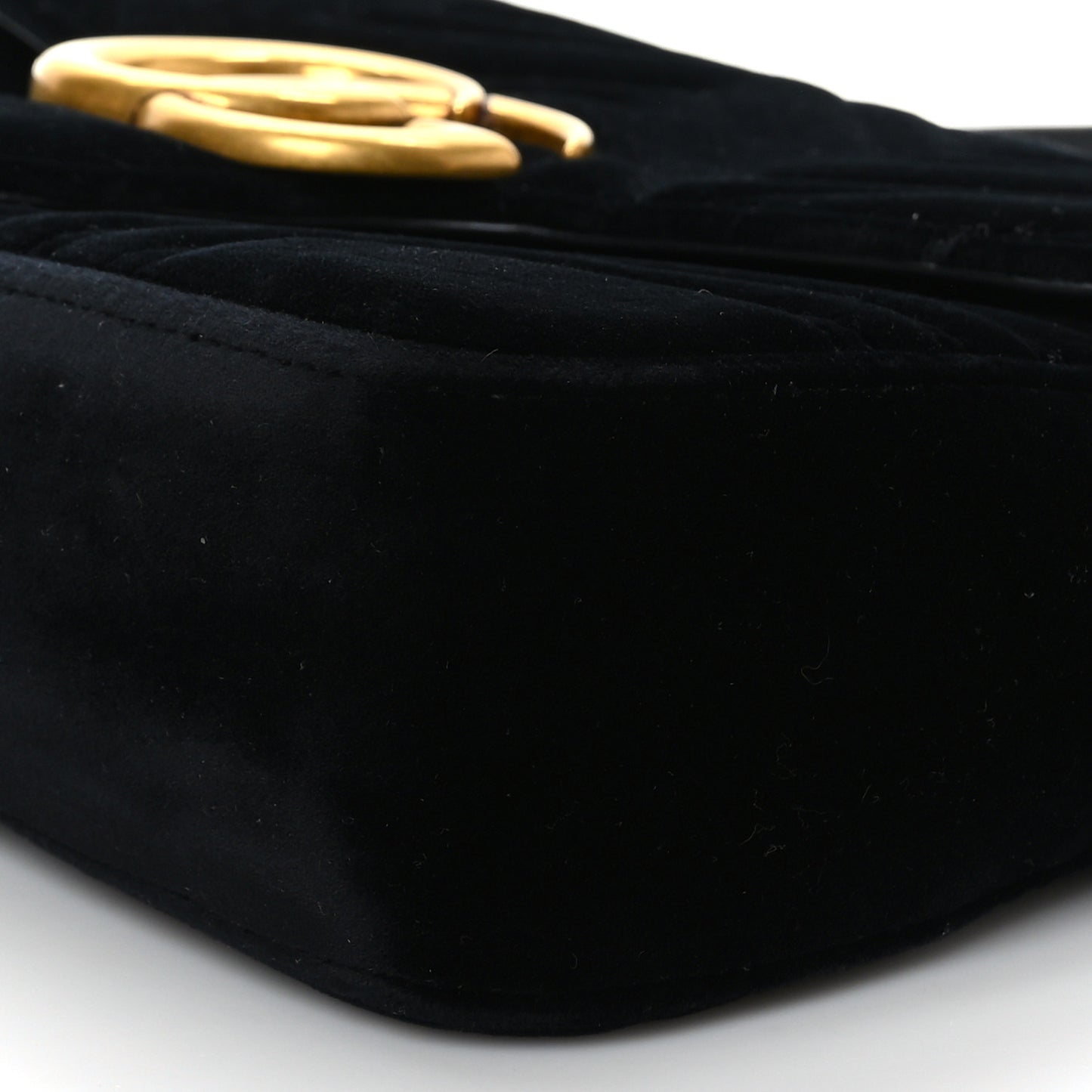 Velvet Matelasse Medium GG Marmont Shoulder Bag Black