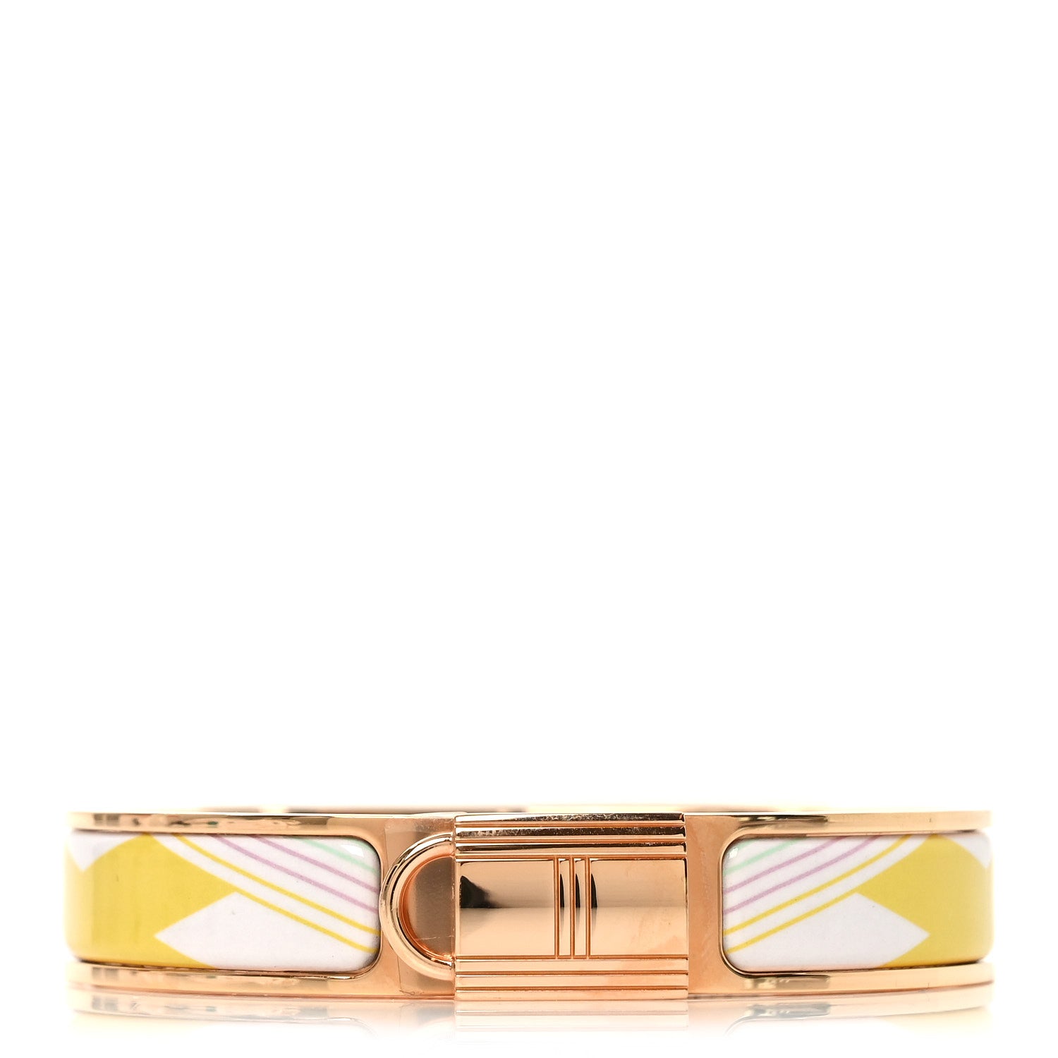 Hermes Enamel Printed H en Bias Narrow H Vibration Clic Cadenas Bracelet PM Pastel Acidule 1 of 4