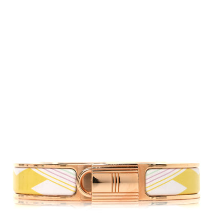 Hermes Enamel Printed H en Bias Narrow H Vibration Clic Cadenas Bracelet PM Pastel Acidule 1 of 4