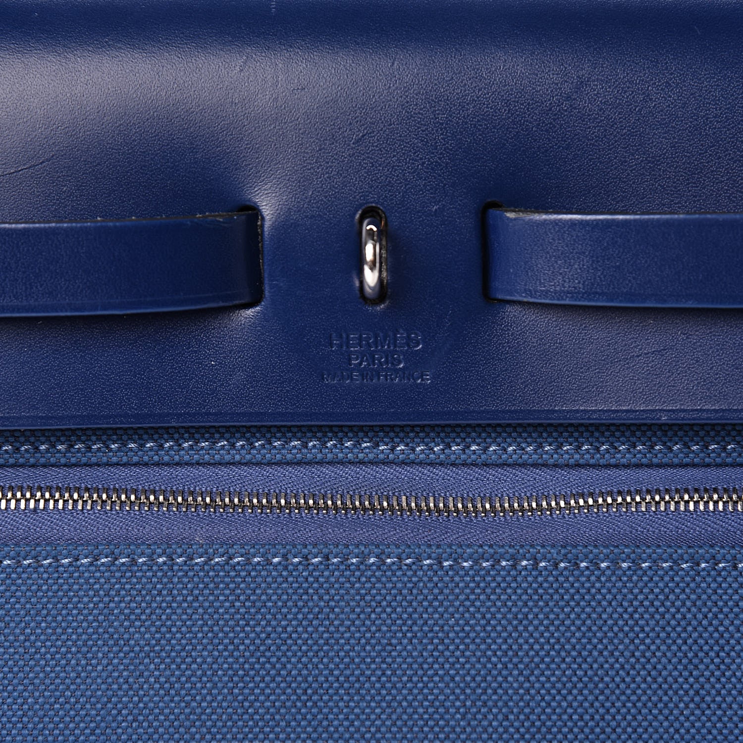 Hermes Vache Hunter Toile Herbag Zip 31 PM Bleu Brighton Bleu Saphir 8 of 16