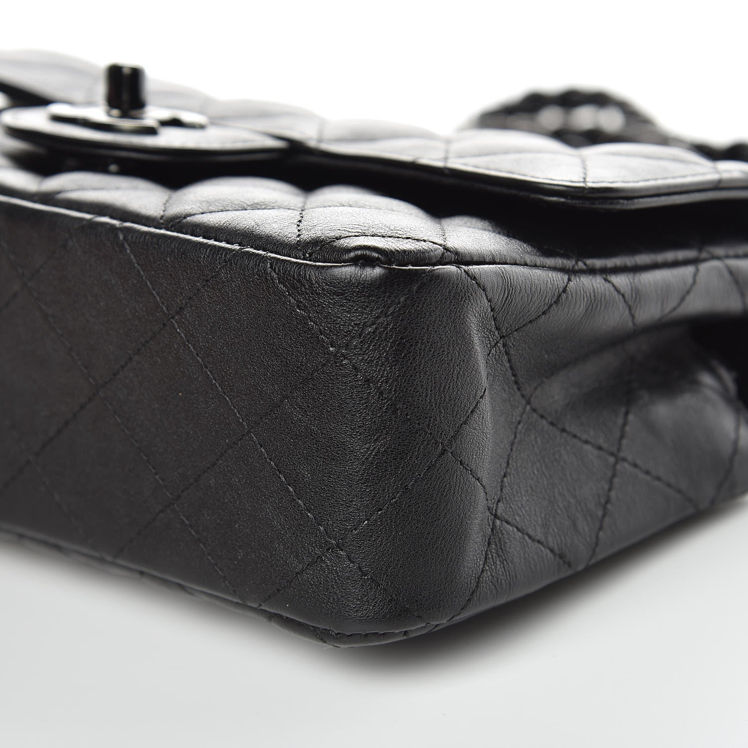 Chanel Crumpled Calfskin Quilted Mini Rectangular Flap So Black 9 of 9
