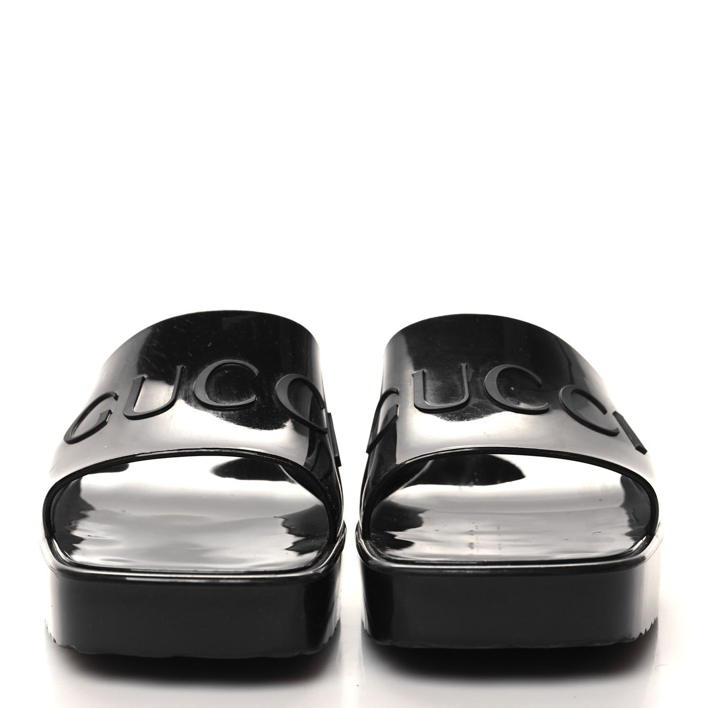 Rubber Gucci Logo Womens Platform 20/60mm Slide Sandals 40 Black