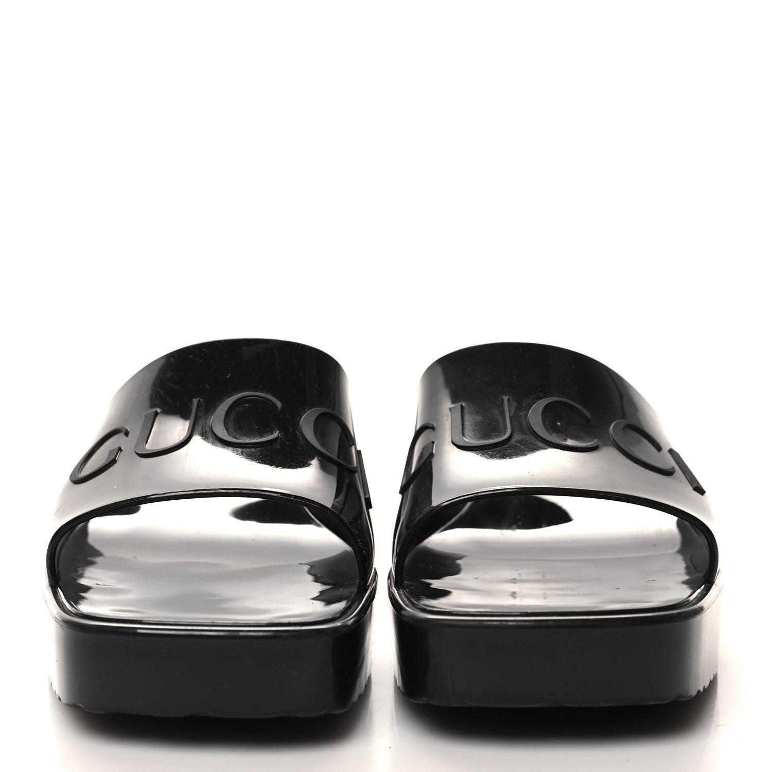 Gucci Rubber Gucci Logo Womens Platform 20/60mm Slide Sandals 40 Black 2 of 9