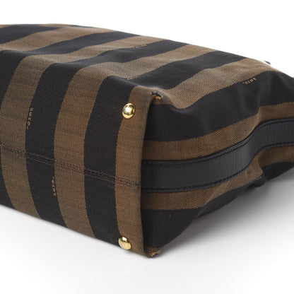 Fendi Pequin Cuoio Vegetale Shoulder Tote Tobacco Black Cuoio 8 of 13