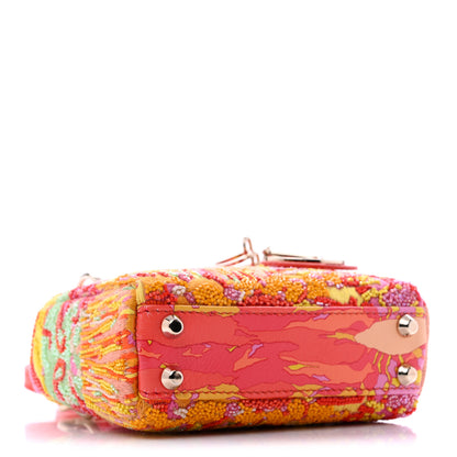 Christian Dior Beaded Embroidery Lambskin Micro Lady Dior Orange Multicolor 4 of 11