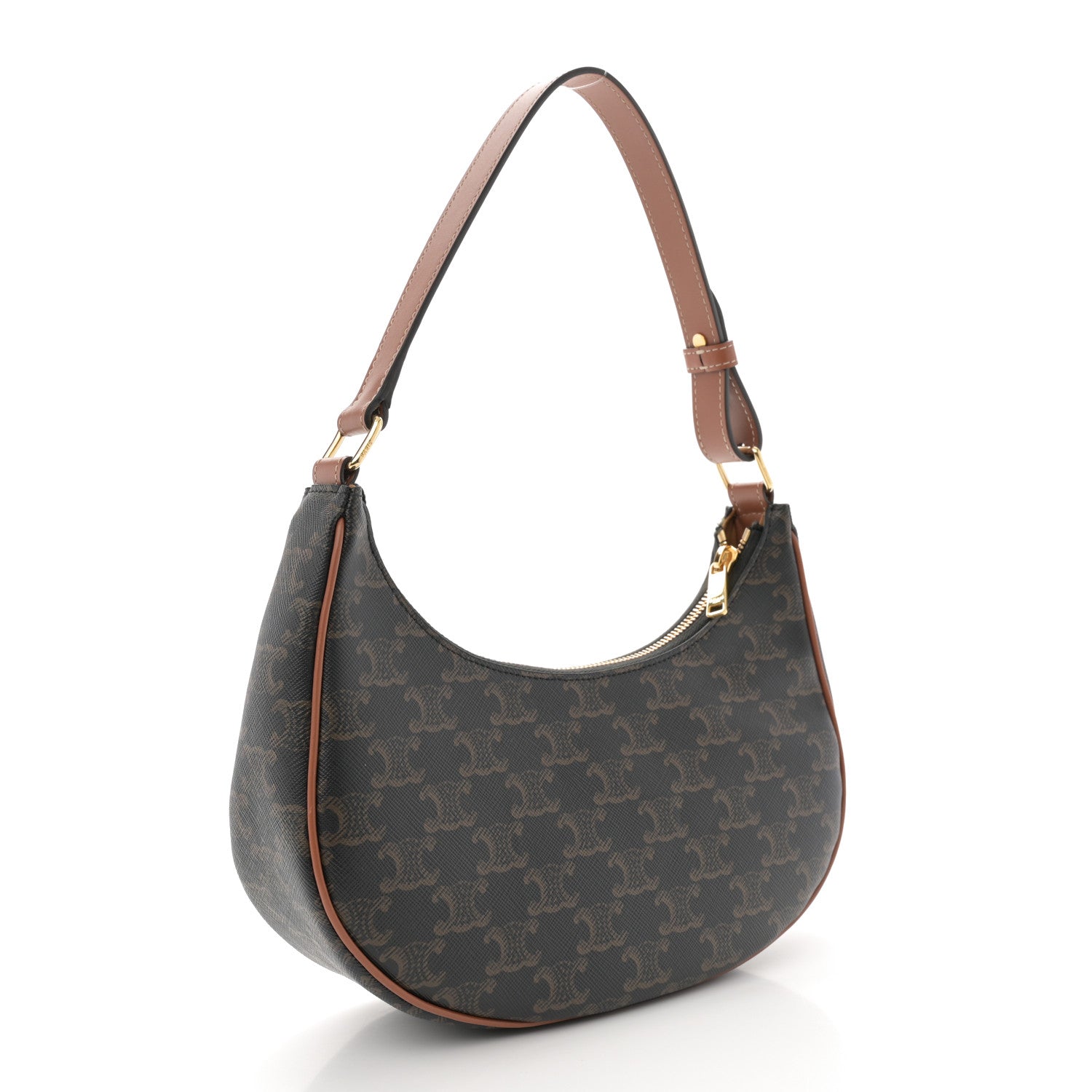 Celine Triomphe Canvas Calfskin Ava Shoulder Bag Tan 3 of 10