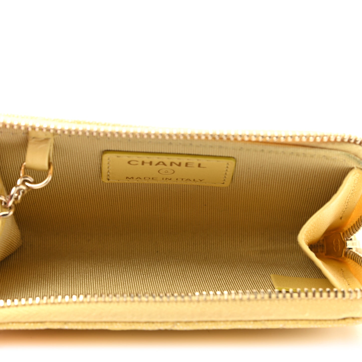 Iridescent Caviar Quilted Key Holder Case Yellow