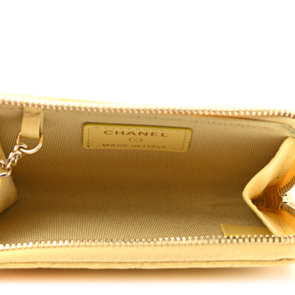 Chanel Iridescent Caviar Quilted Key Holder Case Yellow 5 of 8
