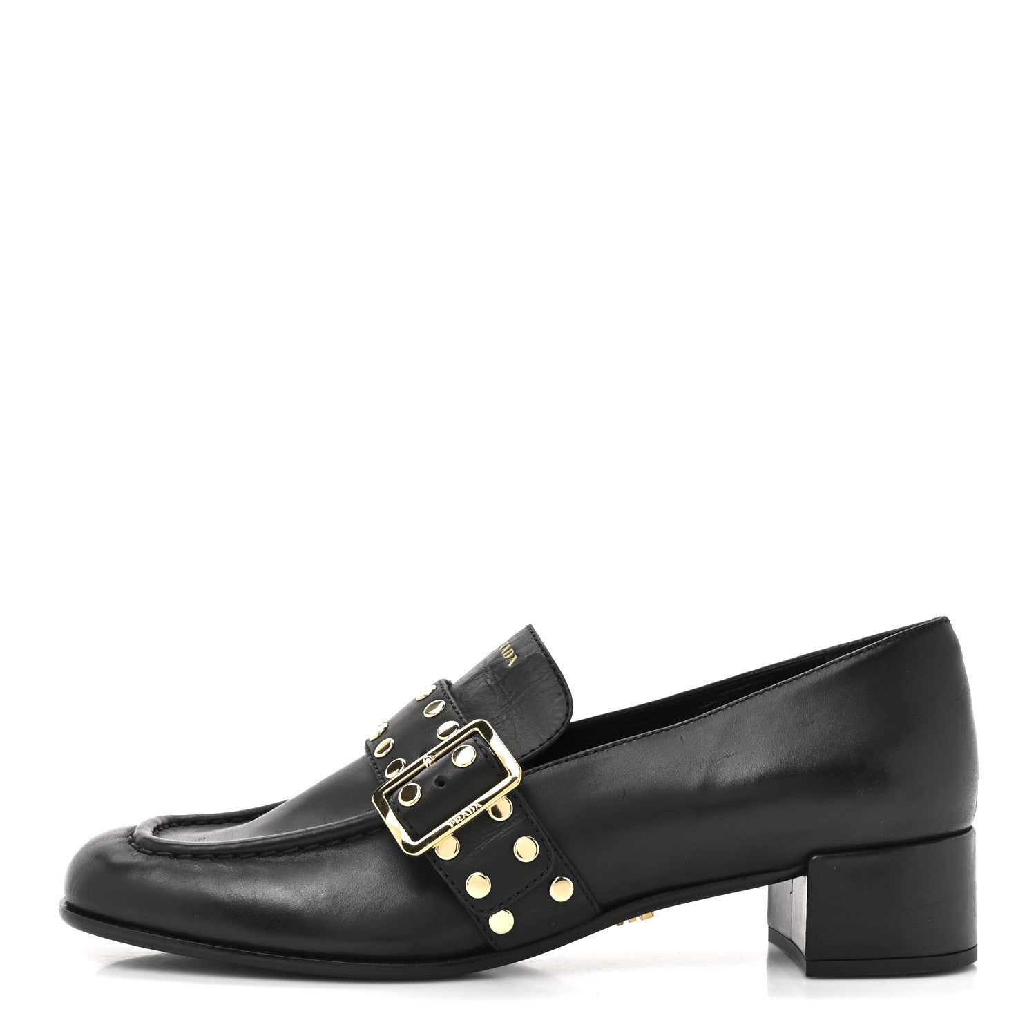 Prada Calfskin Modellerie Stud Loafers 39.5 Black 1 of 11