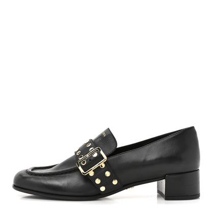 Prada Calfskin Modellerie Stud Loafers 39.5 Black 1 of 11