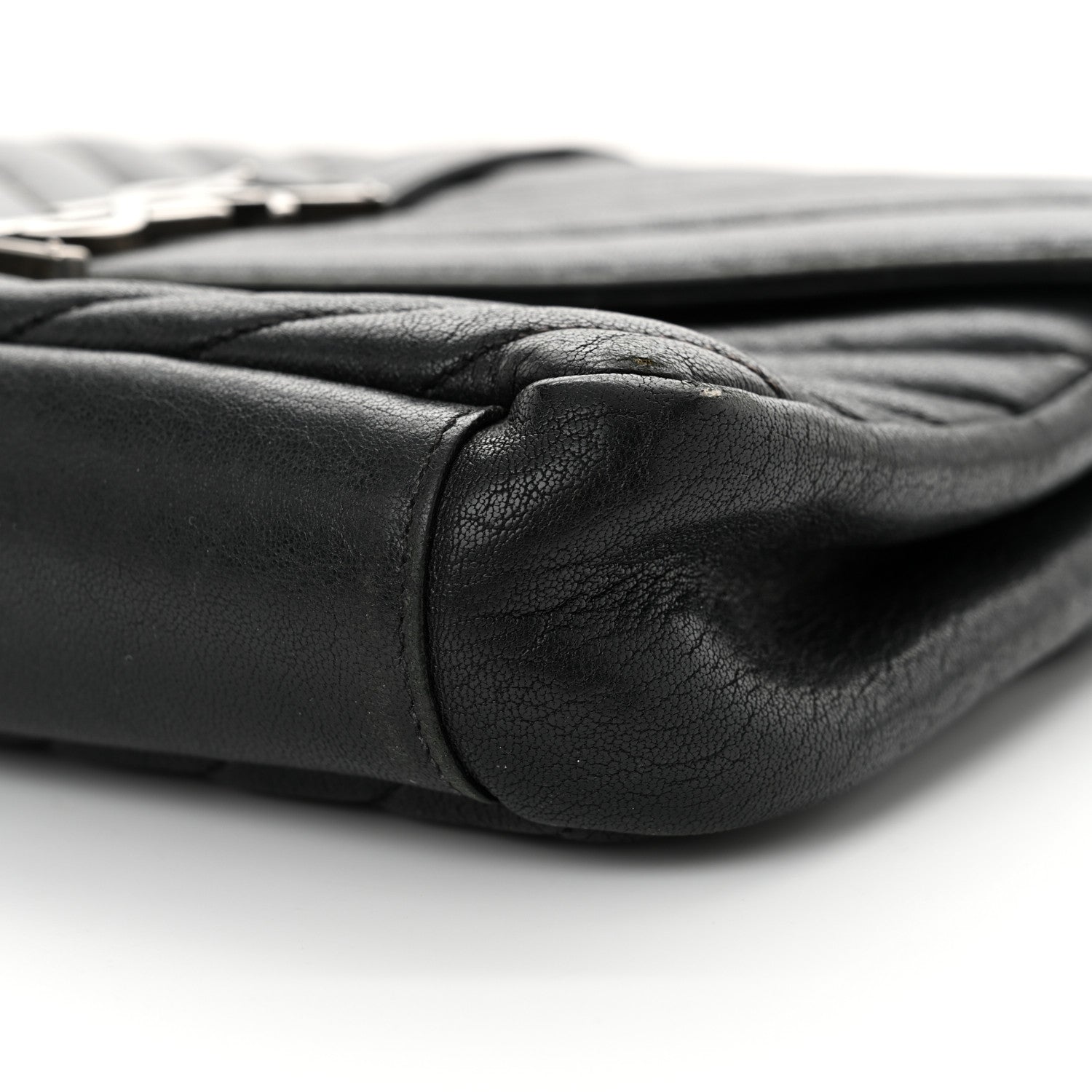 Saint Laurent Sheepskin Matelasse Chevron Monogram Medium College Bag Black 10 of 16