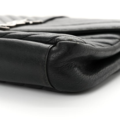Saint Laurent Sheepskin Matelasse Chevron Monogram Medium College Bag Black 10 of 16