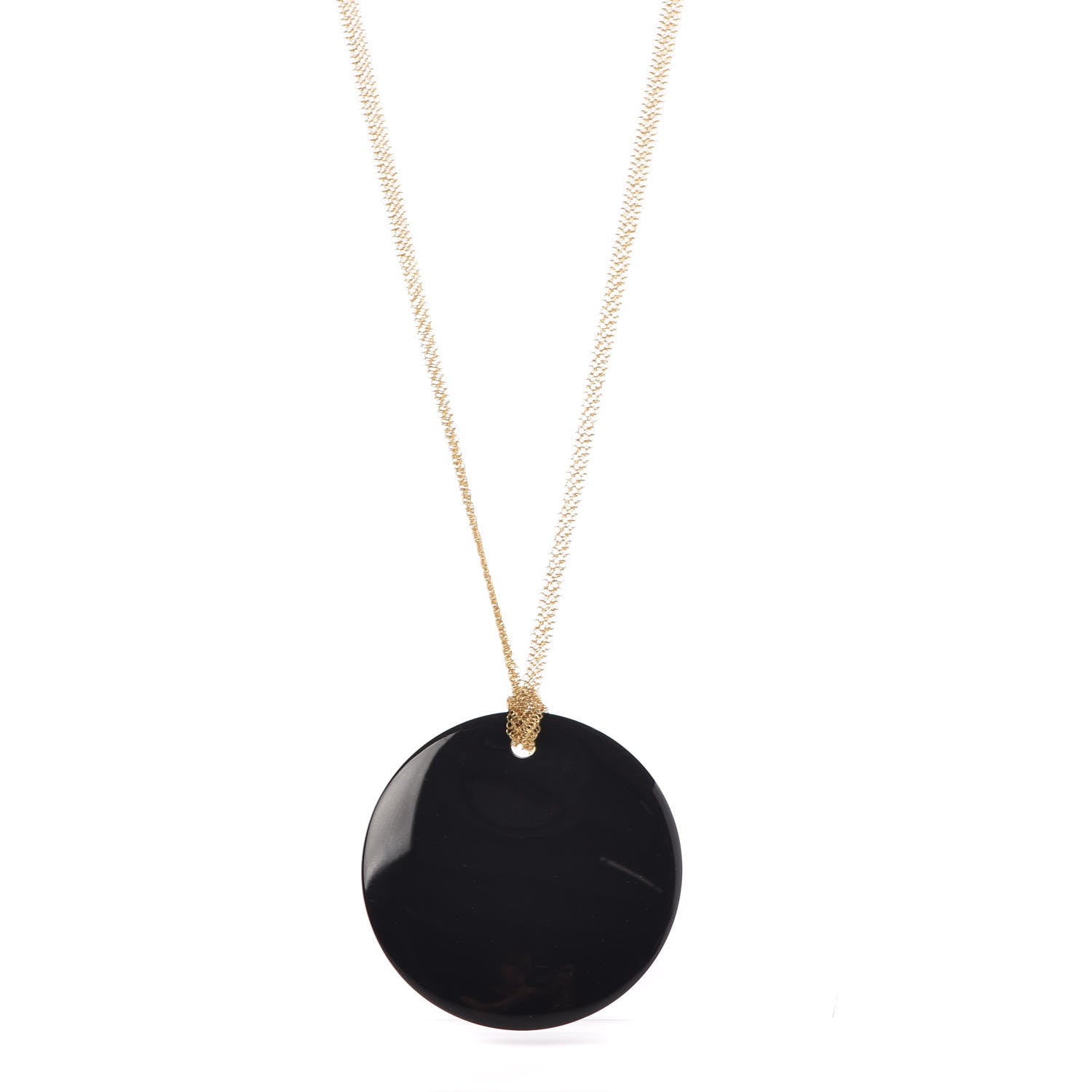 Tiffany 18K Yellow Gold Black Jade Elsa Peretti Pendant Necklace 1 of 6