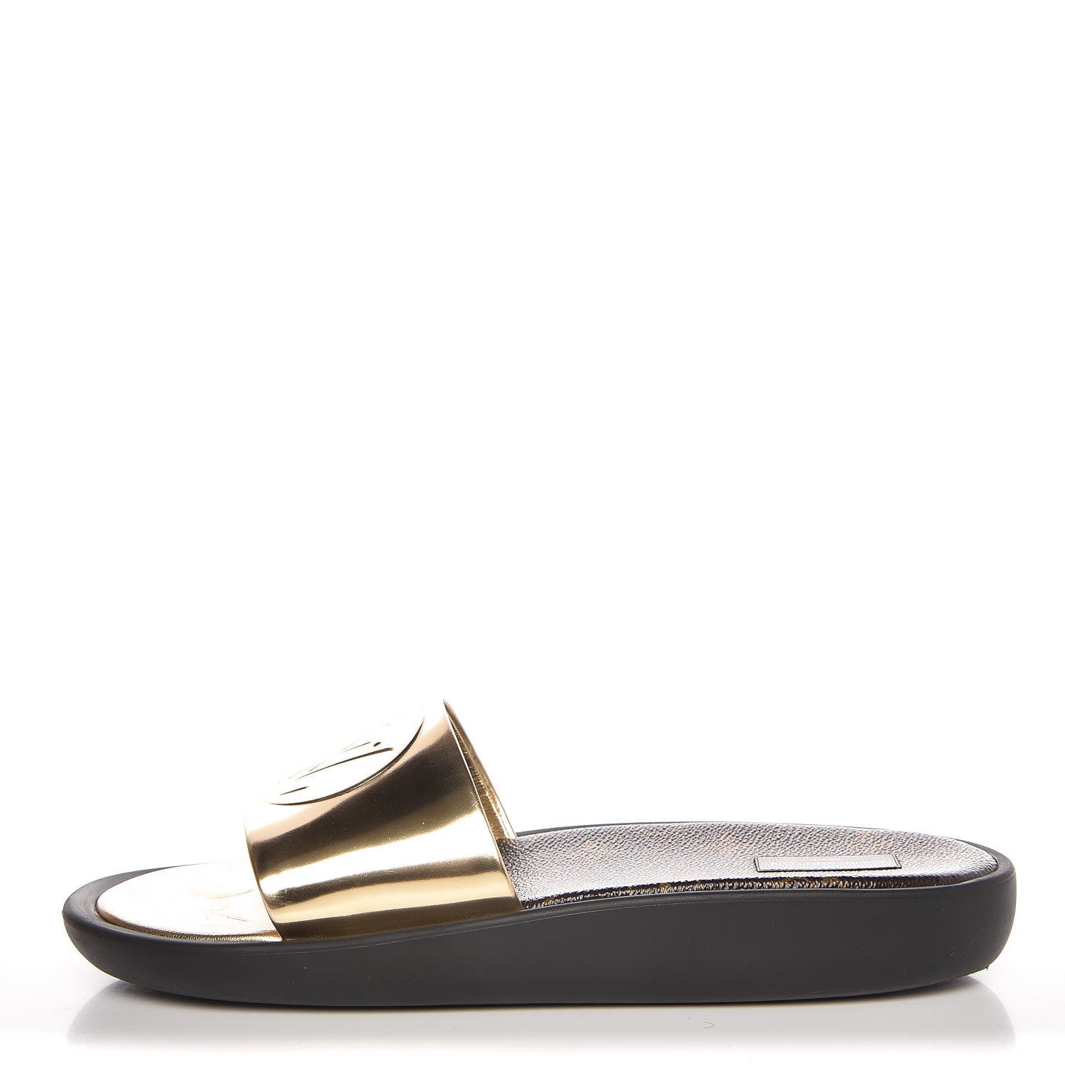 Louis Vuitton Calfskin Monogram Metallic Sunbath Slide Sandals 40 Gold 1 of 13