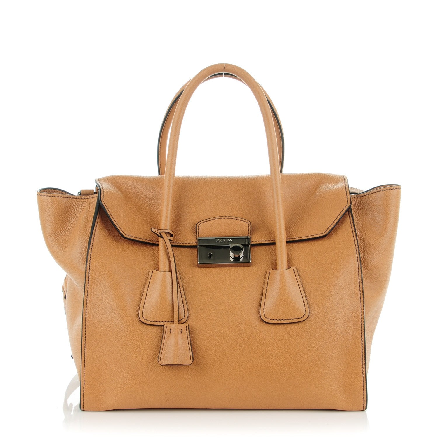 Prada Glace Calf Large Twin Pocket Tote Naturale 1 of 8