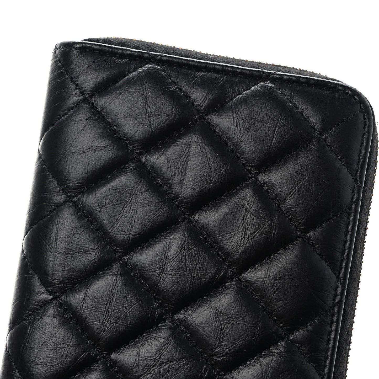 Aged Calfskin Quilted Lucky Charms 2.55 Reissue Zip Around Long Wallet Black