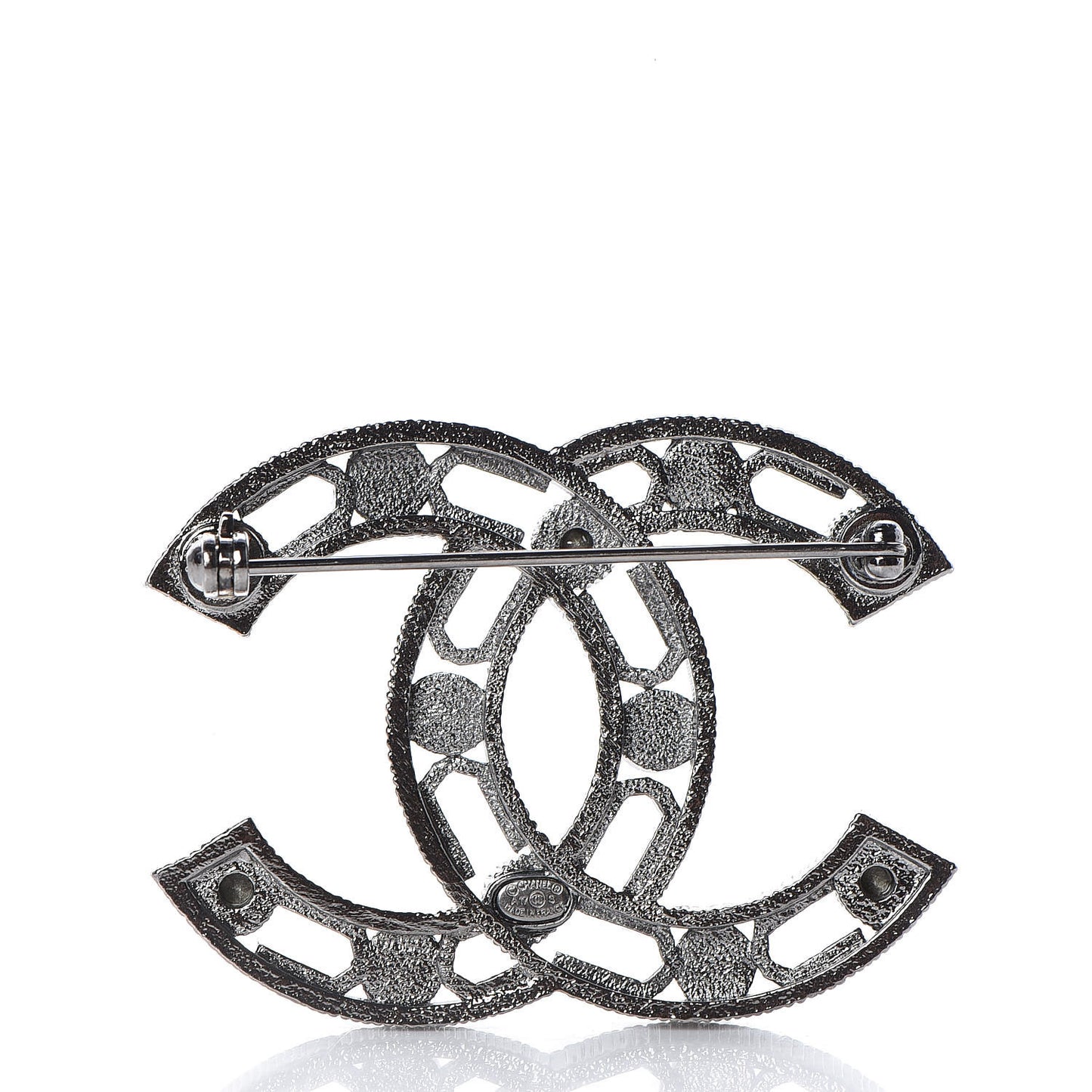 Ruthenium Pearl Crystal CC Brooch Silver