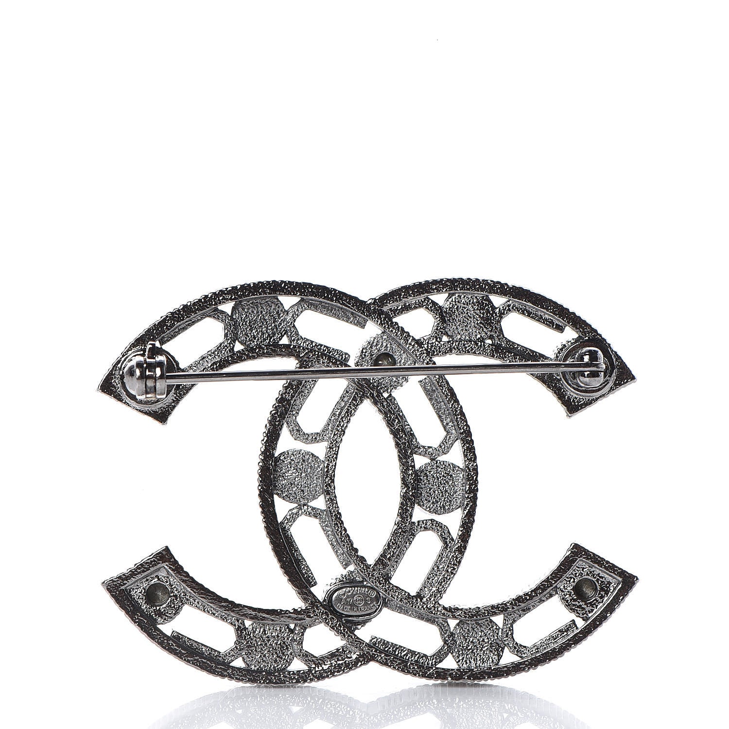Chanel Ruthenium Pearl Crystal CC Brooch Silver 3 of 4