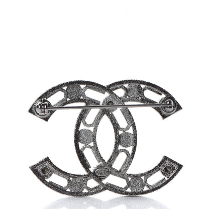 Chanel Ruthenium Pearl Crystal CC Brooch Silver 3 of 4