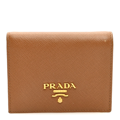 Prada Saffiano Metal Bi-Fold Wallet Caramel 1 of 6