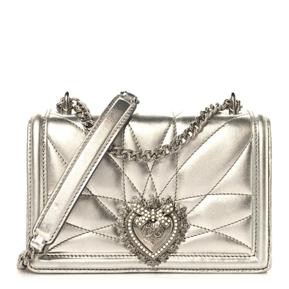 Dolce & Gabbana Metallic Calfskin Small Devotion Crossbody Bag Silver 1 of 11