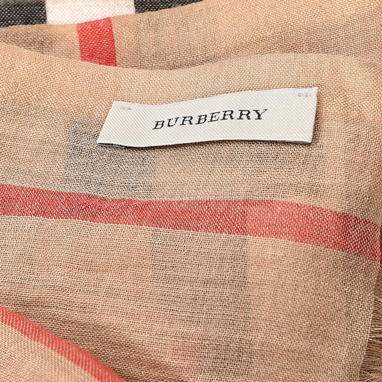 Linen Giant Check Lightweight Scarf Camel