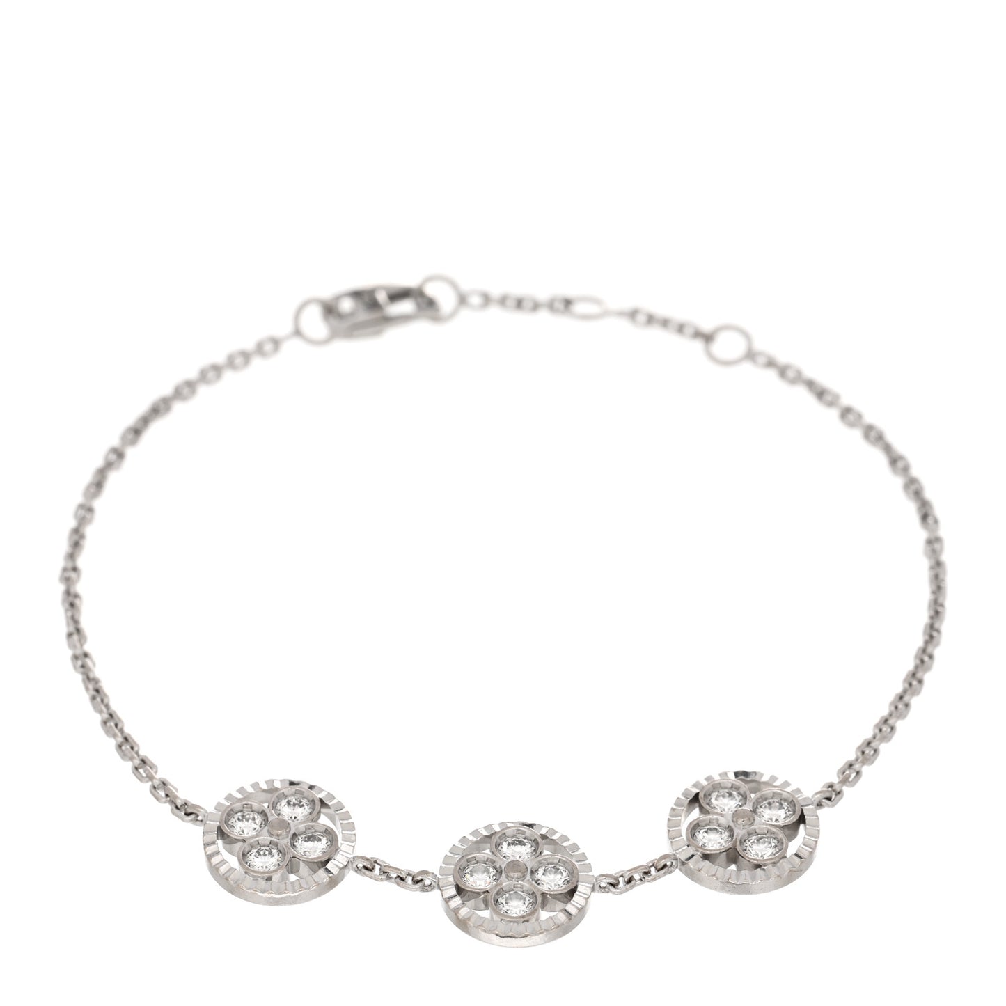 18K White Gold Diamond Three Blossom BB Bracelet