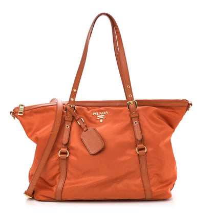 Prada Tessuto Nylon Saffiano Tote Papaya 1 of 10