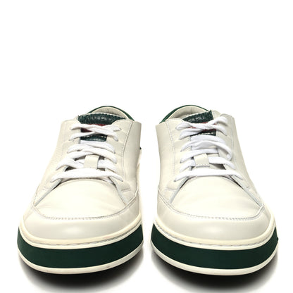 Gucci Nappa Suede Mens Low Top Sneakers 8 White Green 1 of 7