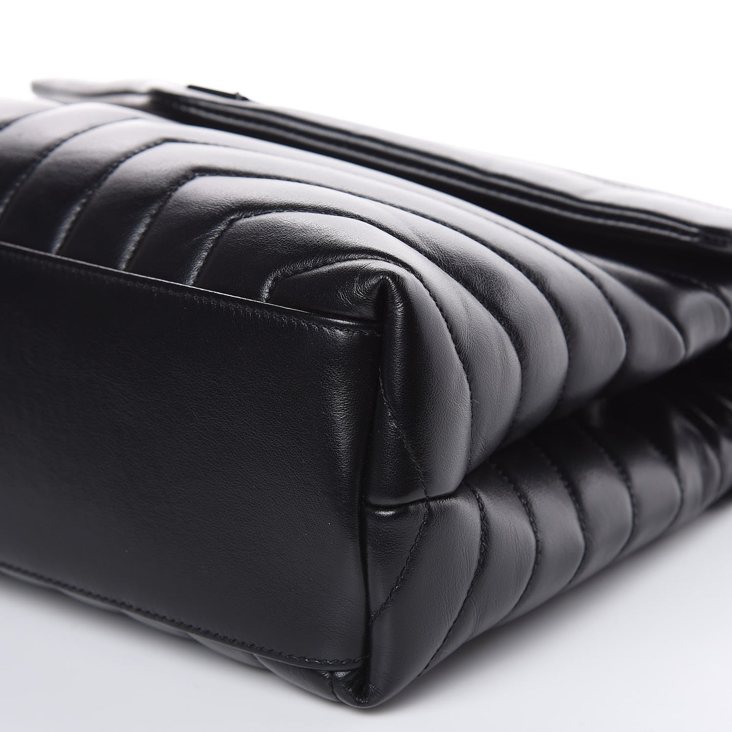 Calfskin Y Quilted Monogram Medium Loulou Chain Satchel Black
