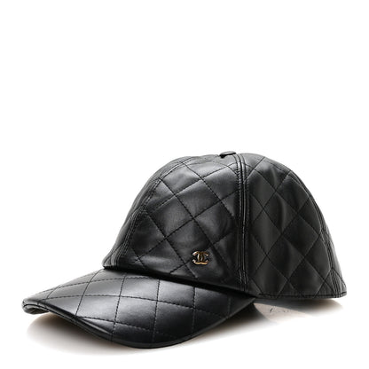 Chanel Lambskin Quilted CC Cap Hat Black 1 of 9