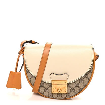 Gucci GG Supreme Monogram Calfskin Small Padlock Messenger Shoulder Bag Beige Mystic White Sun Oil 1 of 10
