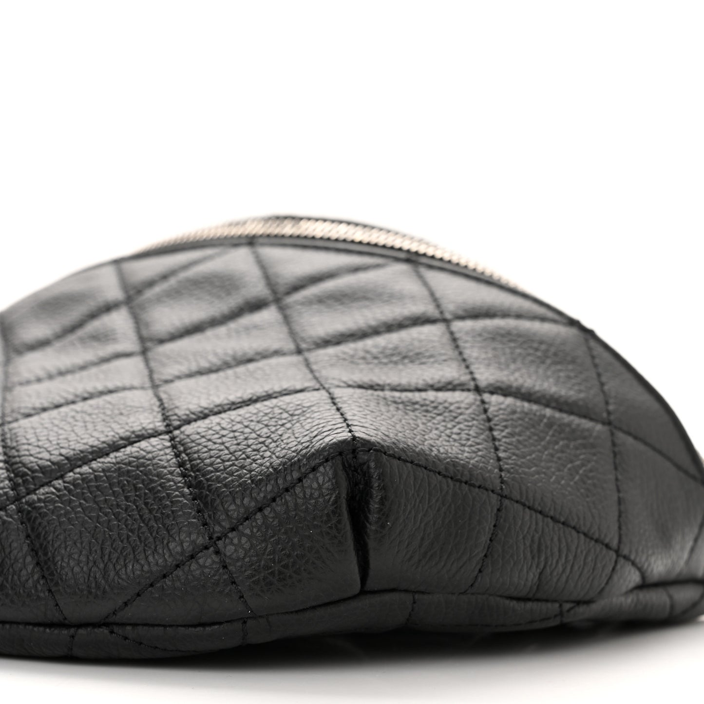 Grained Calfskin Quilted Waist Belt Bag Black