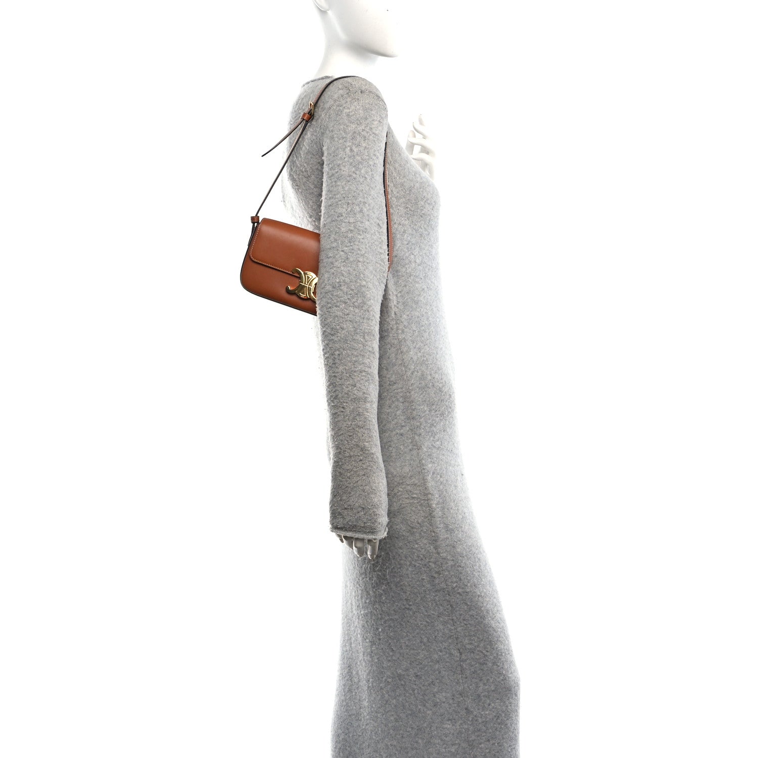 Celine Natural Calfskin Triomphe Shoulder Bag Tan 3 of 19