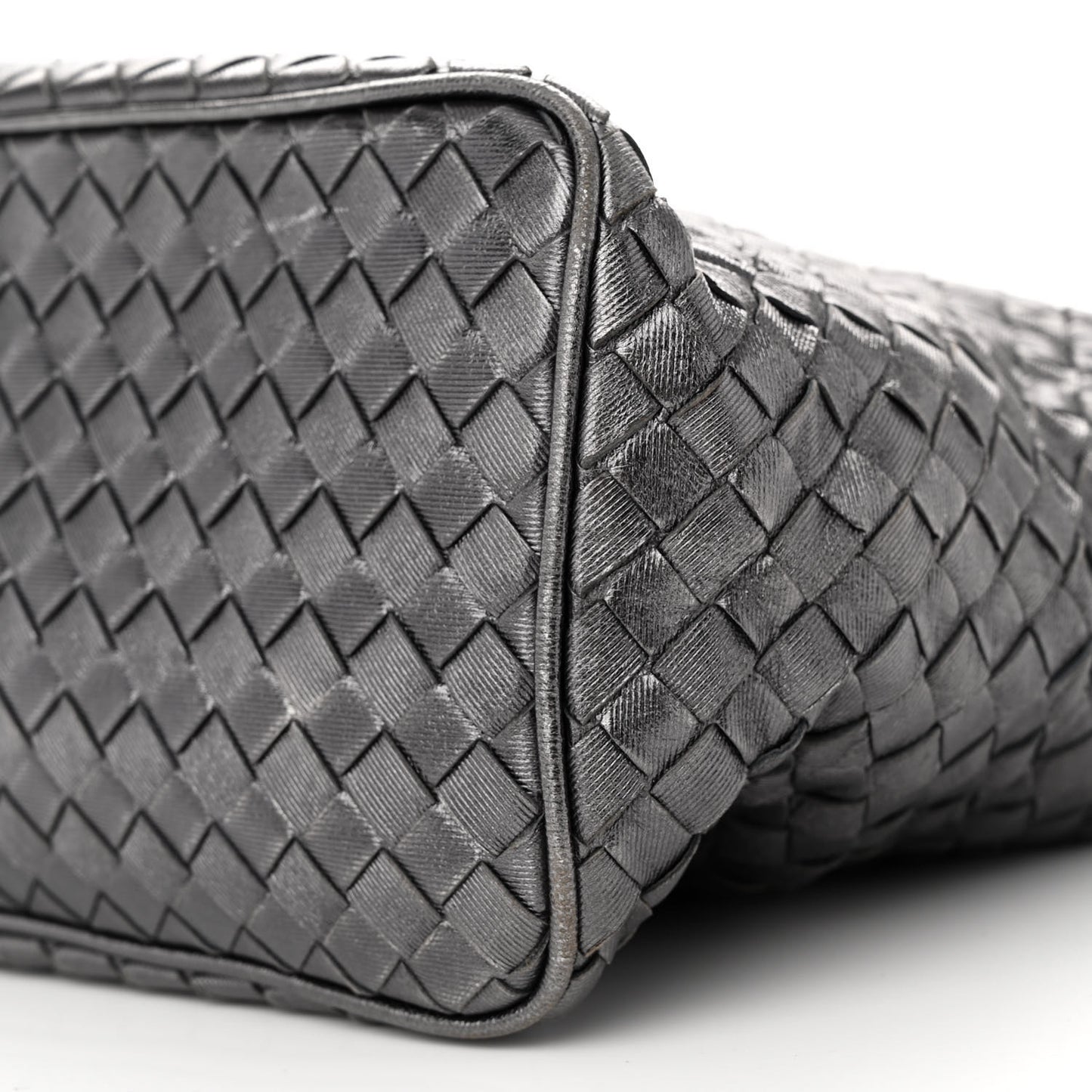 Metallic Nappa Intrecciato Small Shoulder Bag Steel