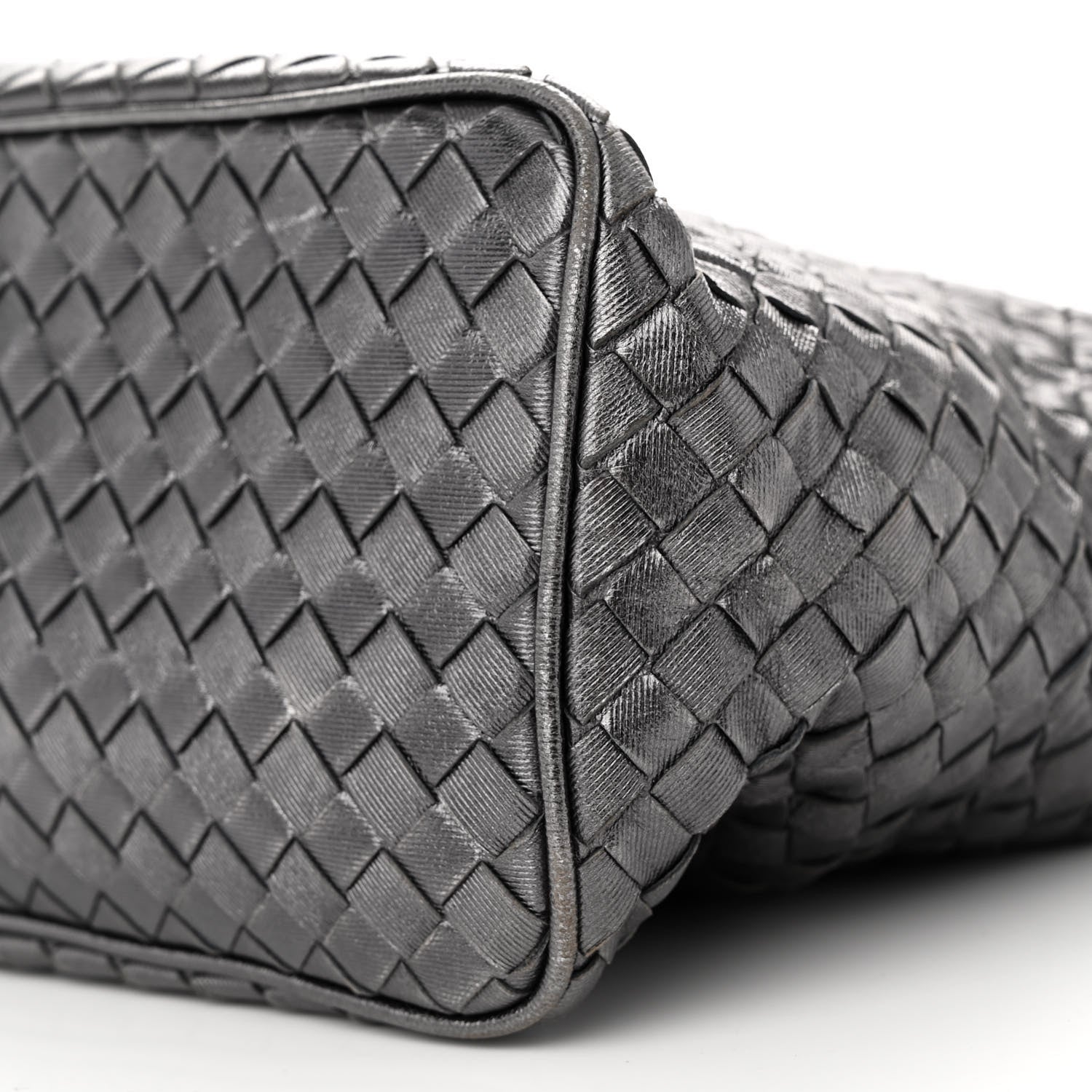 Bottega Veneta Metallic Nappa Intrecciato Small Shoulder Bag Steel 10 of 12