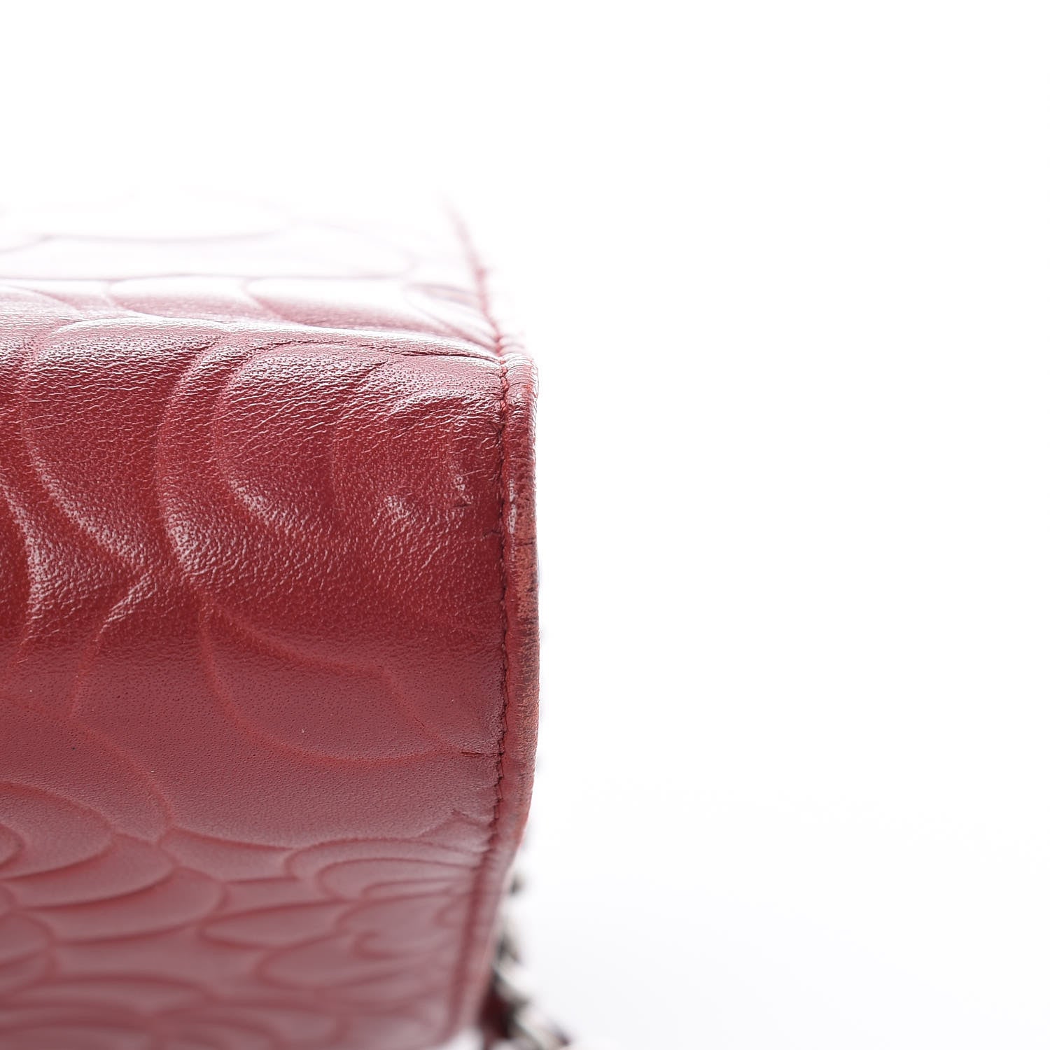 Chanel Lambskin Camellia Embossed Wallet On Chain WOC Red 19 of 19
