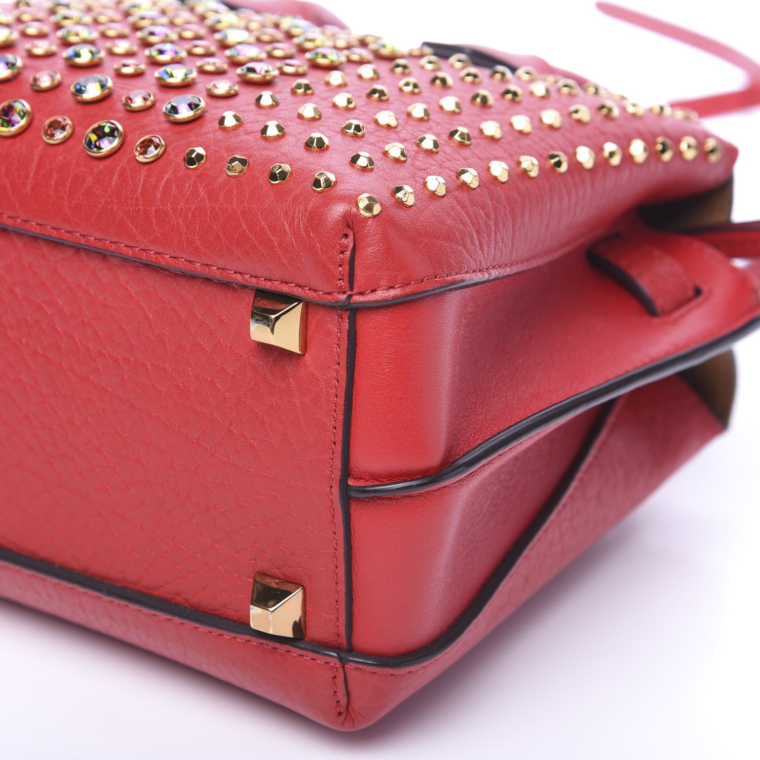 MCM Calfskin Swarovski Crystal Ball Mini Milla Tote Ruby Red 8 of 8