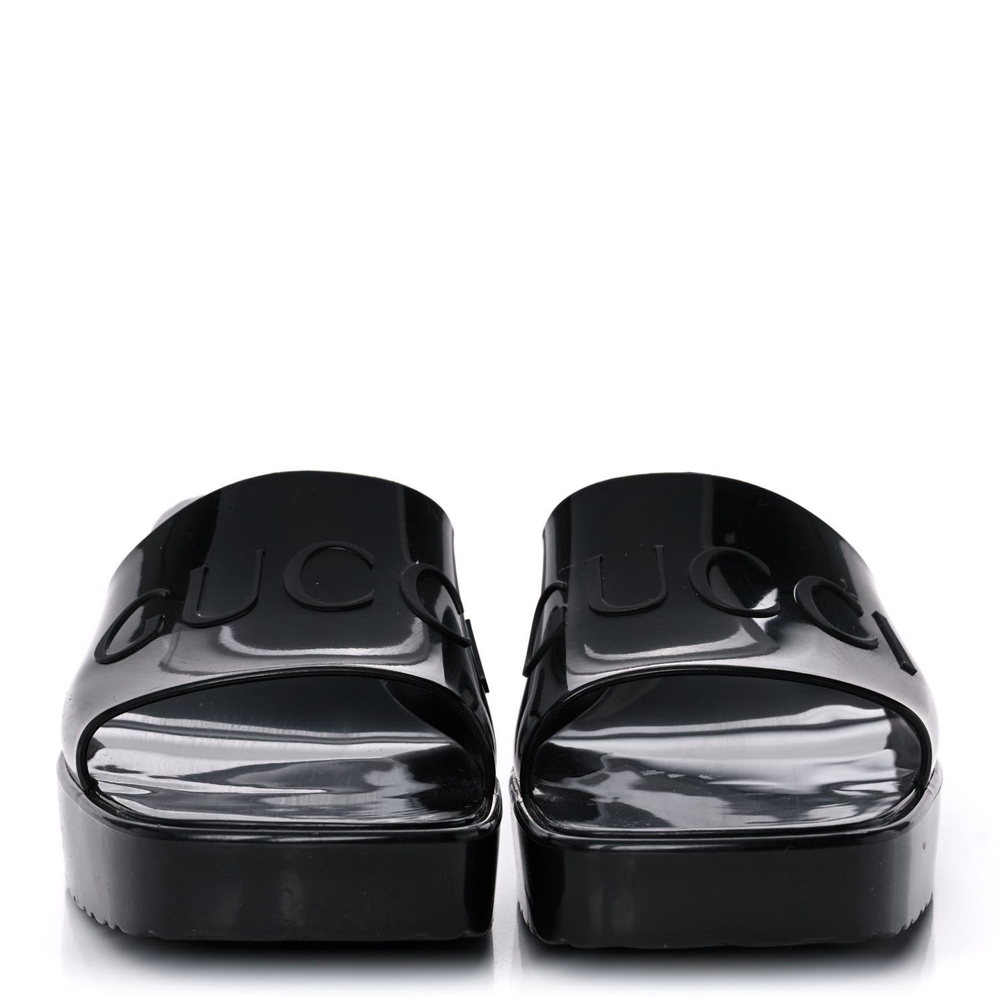 Rubber Gucci Logo Womens Platform 20/60mm Slide Sandals 39 Black