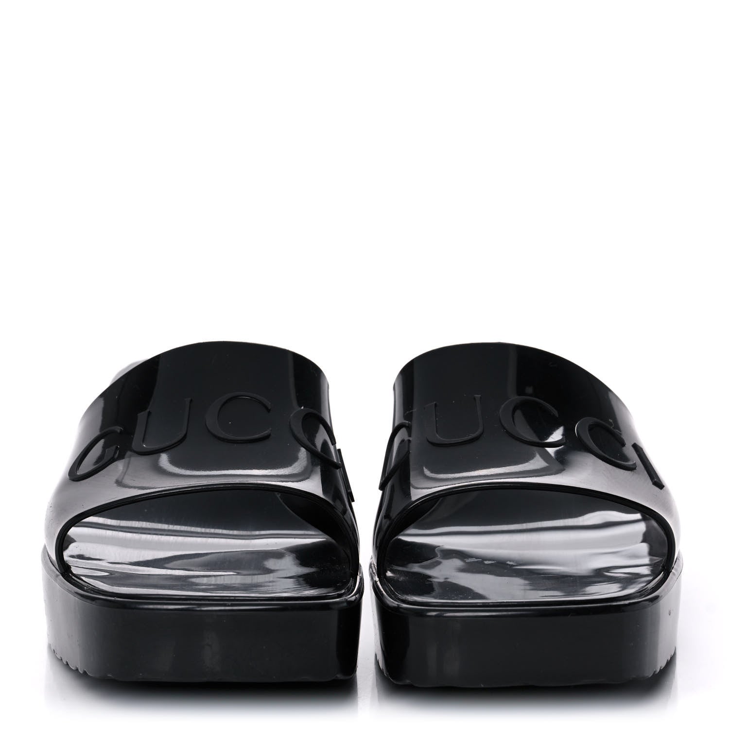 Gucci Rubber Gucci Logo Womens Platform 20/60mm Slide Sandals 39 Black 2 of 8