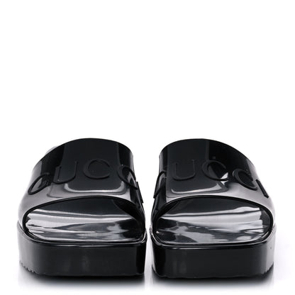 Gucci Rubber Gucci Logo Womens Platform 20/60mm Slide Sandals 39 Black 2 of 8