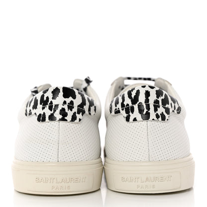 Saint Laurent Perforated Calfskin Cheetah Print Andy Low Top Sneakers 40.5 White Black 5 of 10