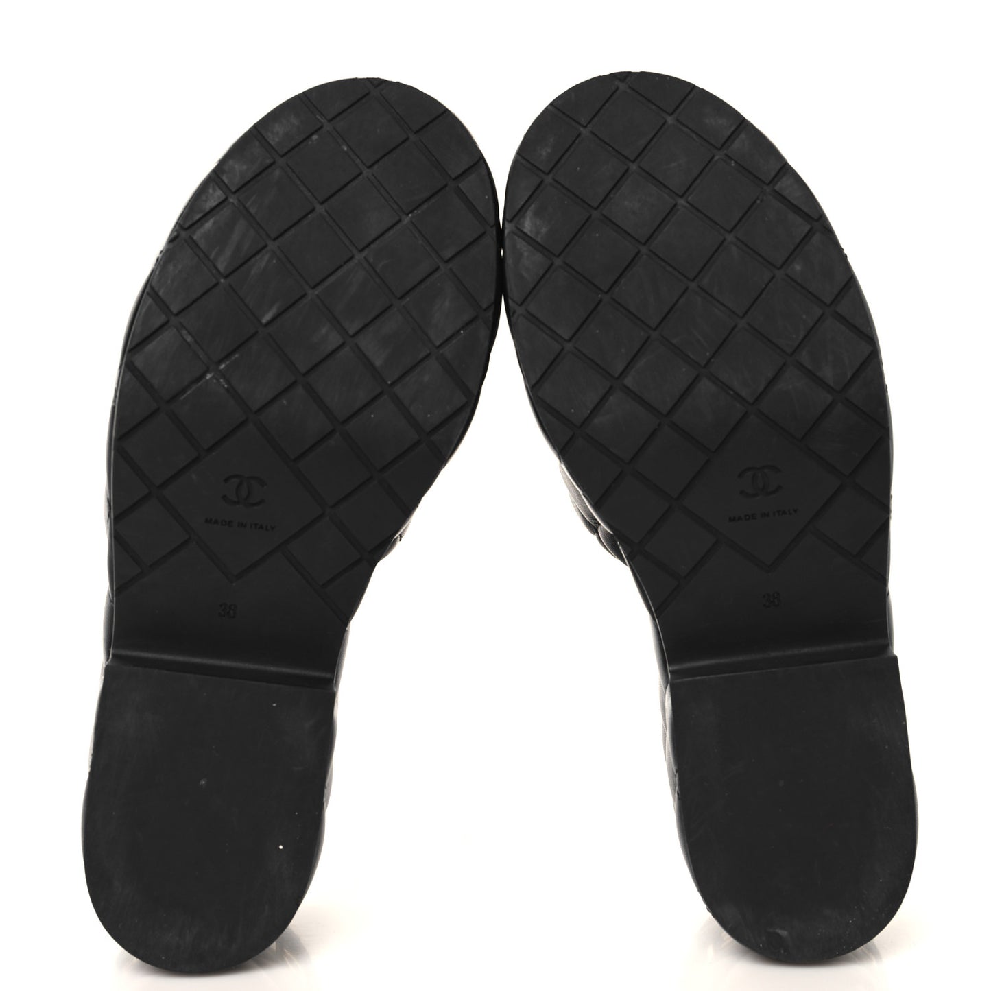 Lambskin Quilted Platform Mules 38 Black