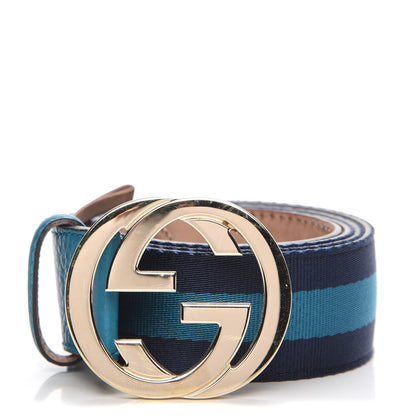 Gucci Web Interlocking GG Belt 100 40 Navy Light Blue 1 of 6