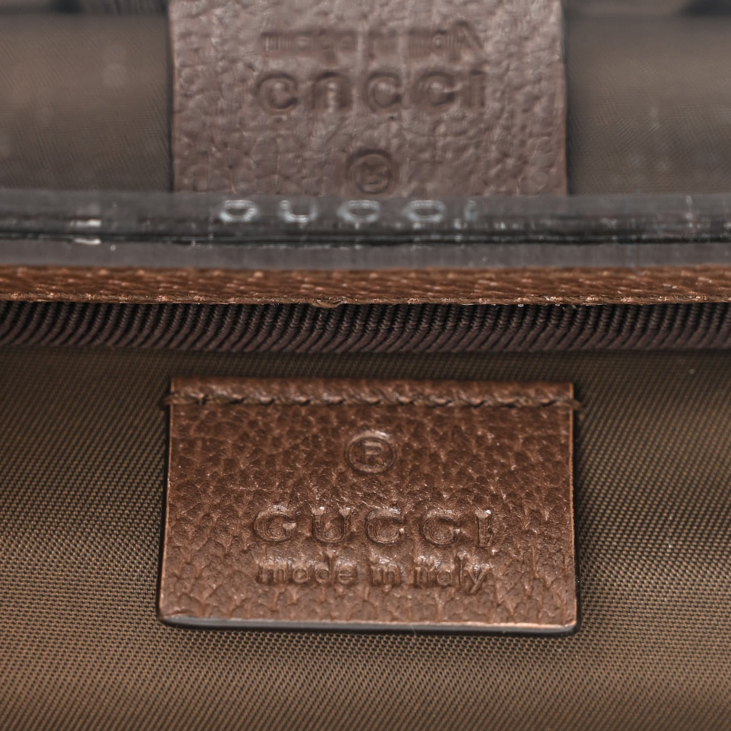 GG Supreme Monogram Textured Calfskin Web Ophidia Vanity Cosmetic Case Beige Ebony New Acero