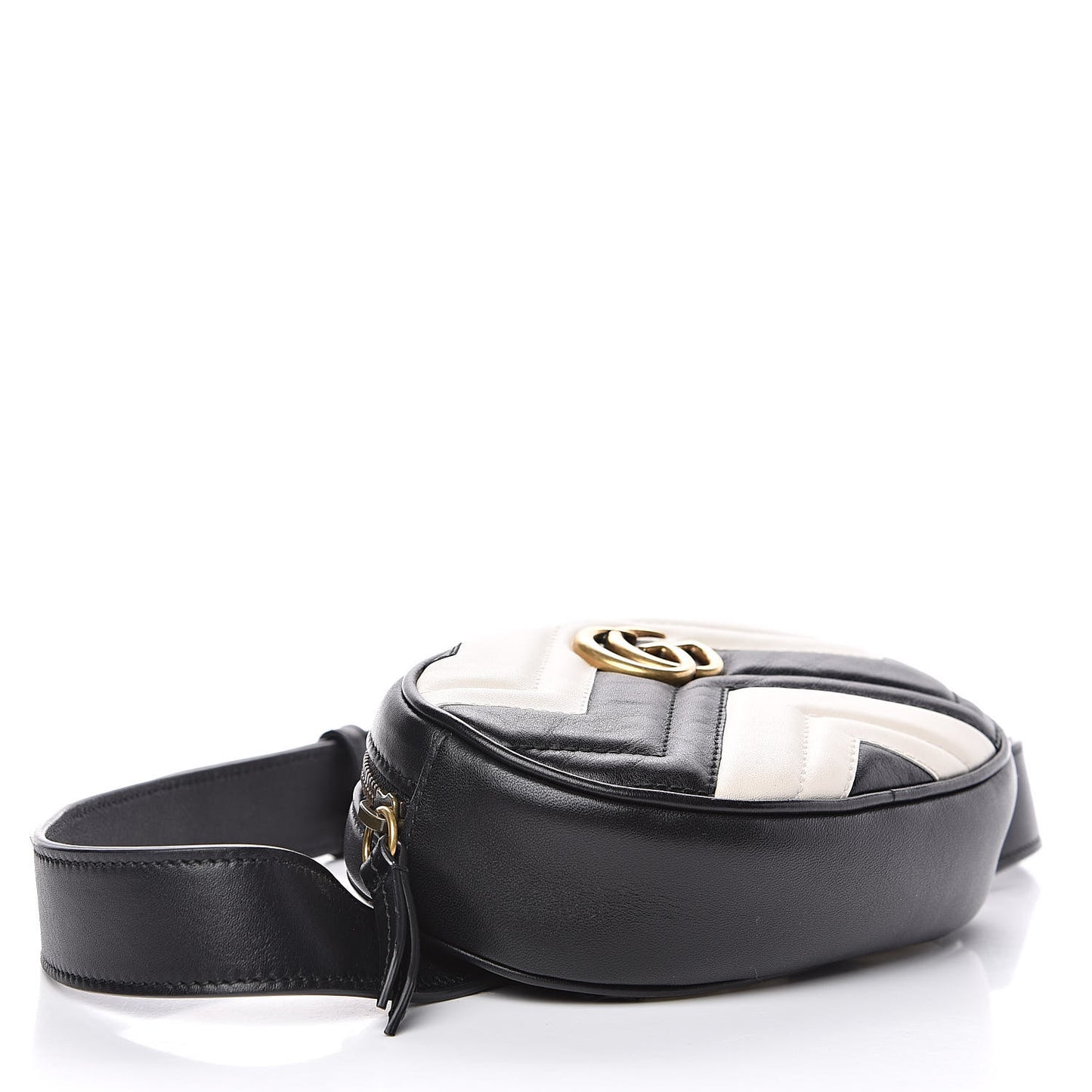 Calfskin Matelasse GG Marmont Belt Bag 85 34 Black White