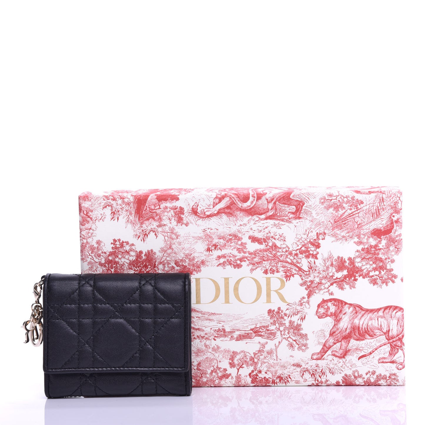 Lambskin Cannage Lady Dior Lotus Wallet Black