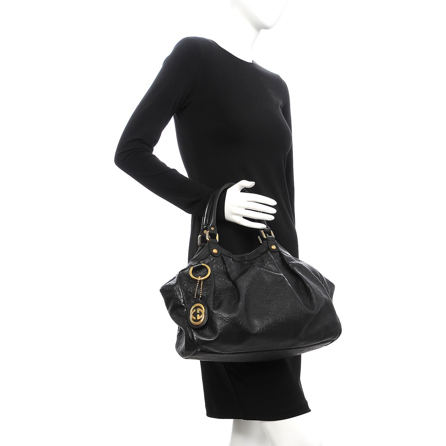 Gucci Guccissima Medium Sukey Tote Black 2 of 7
